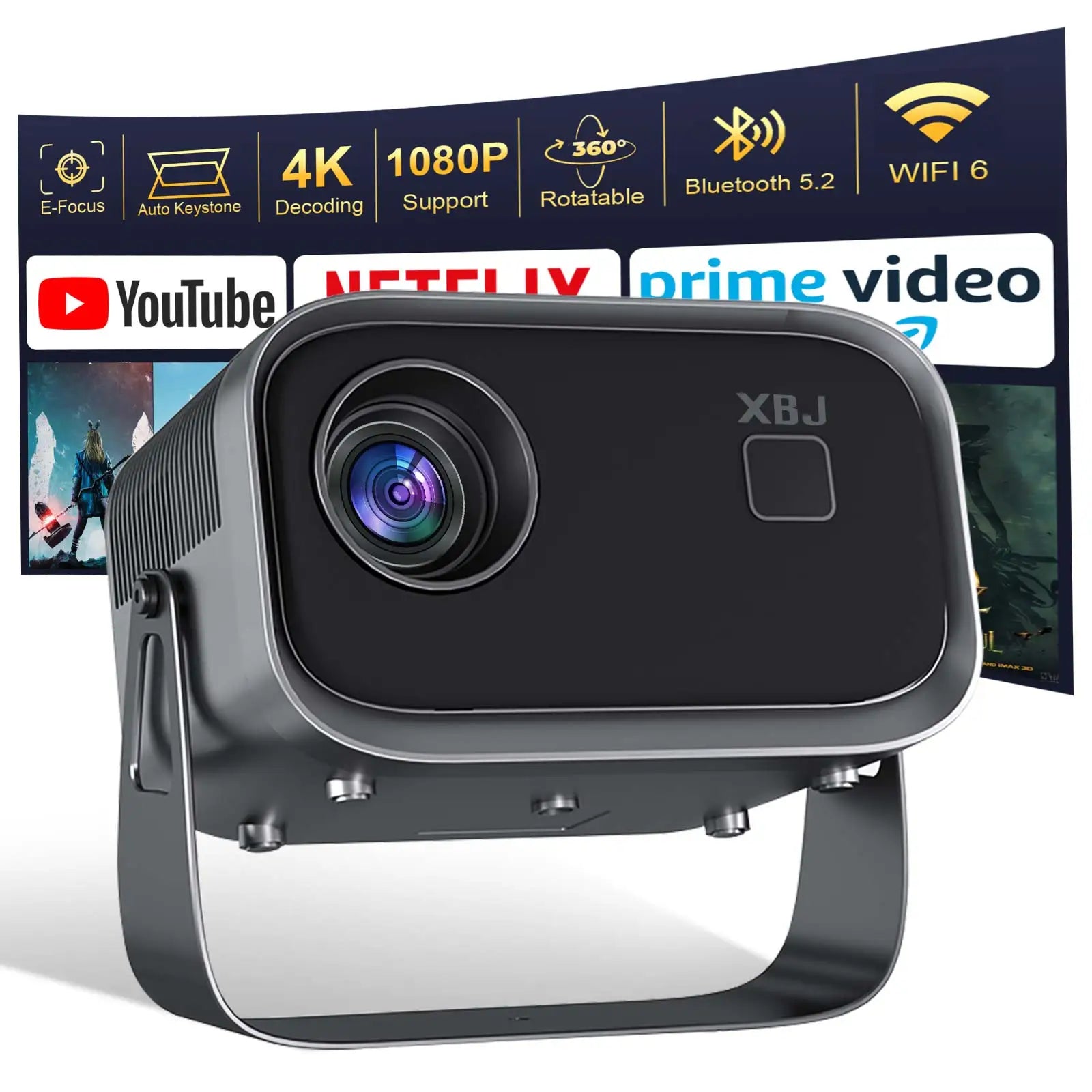 Mini 4K Projektor Wand Tragbarer 4K Projektor – WiFi 6